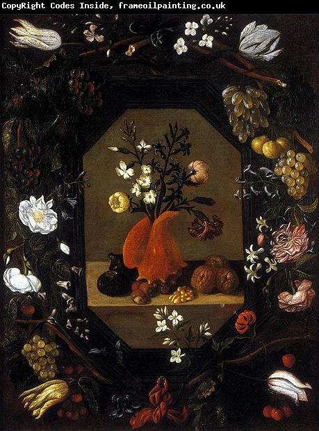 Juan de  Espinosa surrounded by a wreath of flowers and fruit